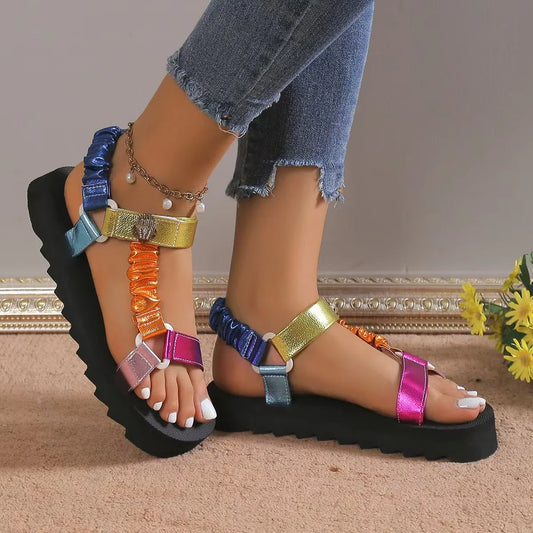 Women's Summer Sandals Flat Shoes Hemp Rope Set Foot Beach Sandals Outdoor All-match Casual Slippers Sandals