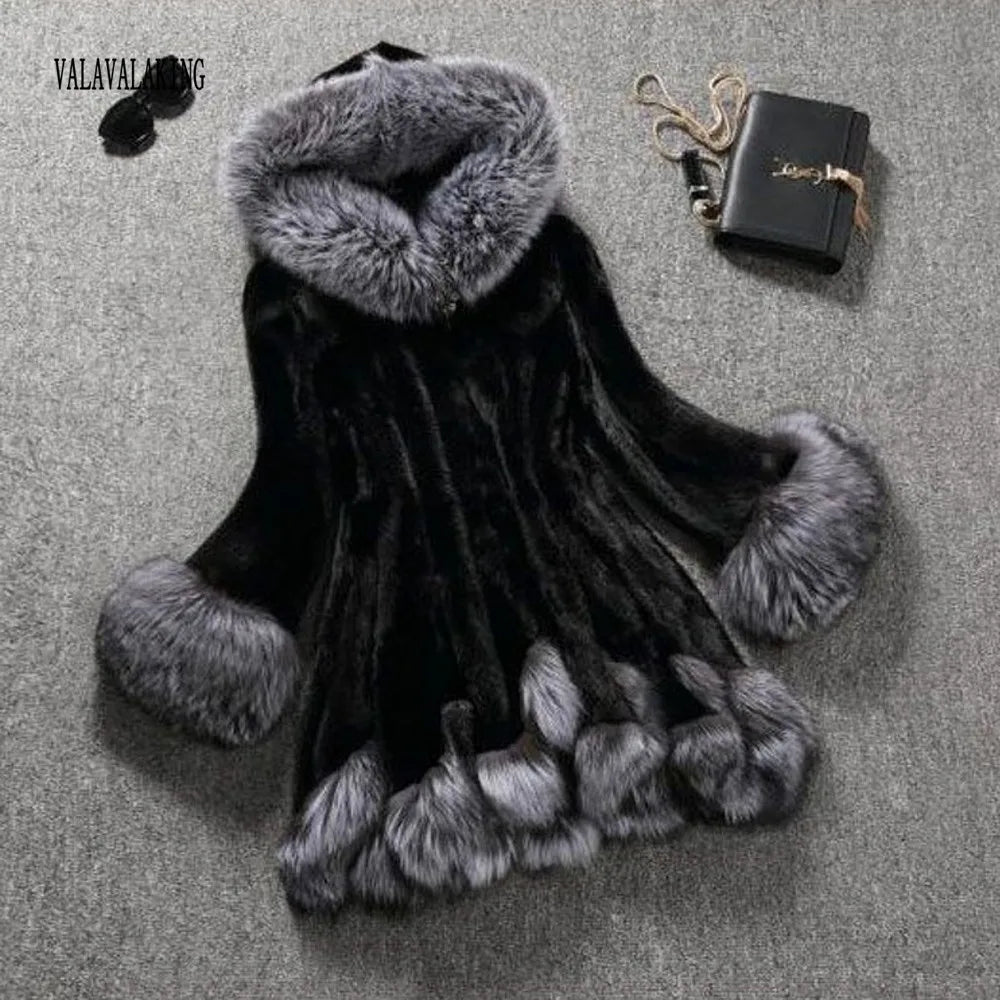 2025 Women's Winter Plus Size Thick Furry Faux Fur Coat Female Hooded Long Sleeve Plush Jacket Lady Fake Fur Warm Fluffy Cardigan