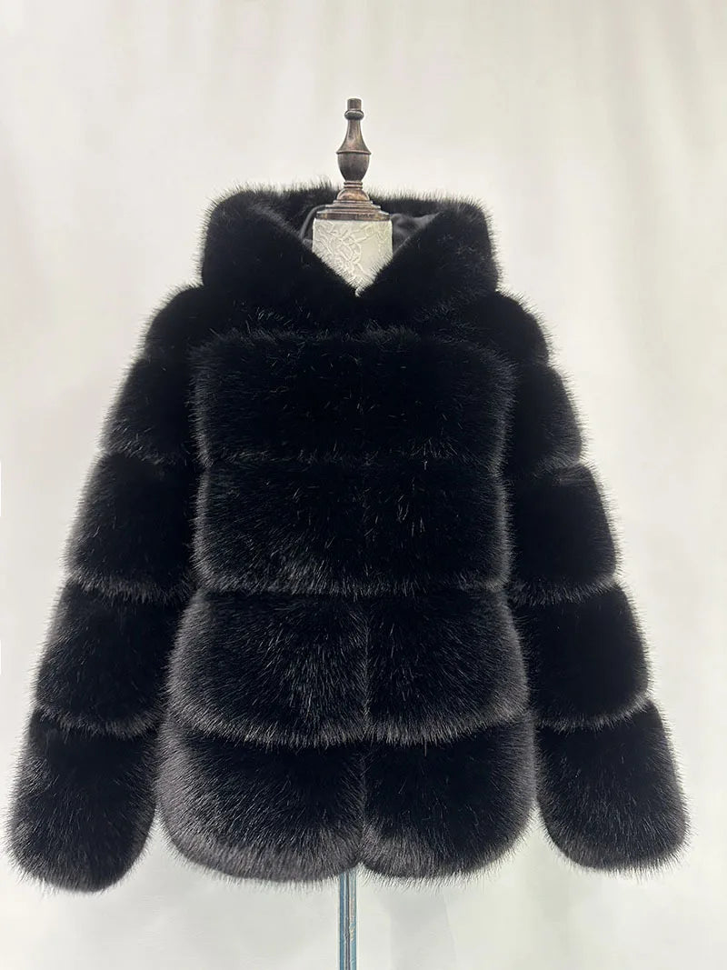 Luxury Women's Winter Faux Fur Coats Fluffy Hair Multicolor Thick Lady's Jacket Stylish Warm Artificial Fur Outwear