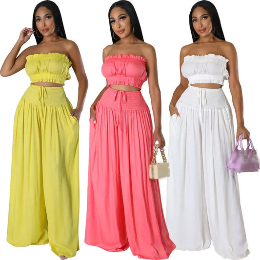 Women Beautiful 2-piece wide leg pants outfits