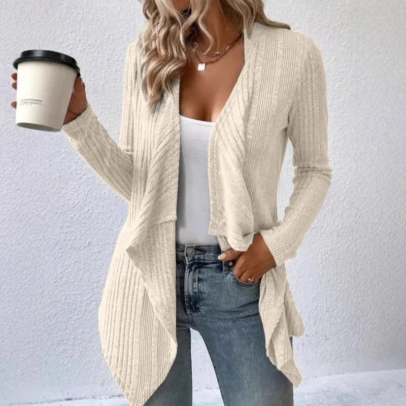 2025 Women's New Autumn/Winter Cardigan Tops Solid Color Casual Fashionable Loose Long Sleeve Knitted Sweater Jacket