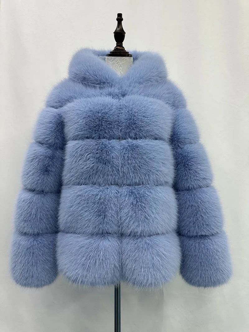 Luxury Women's Winter Faux Fur Coats Fluffy Hair Multicolor Thick Lady's Jacket Stylish Warm Artificial Fur Outwear