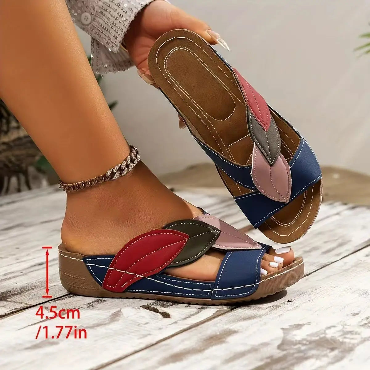 Women's Summer Soft Leather Soled Sandals for Summer Lightweight Comfortable Non-Slip Flat Bottomed Slippers Sandalias De Mujer
