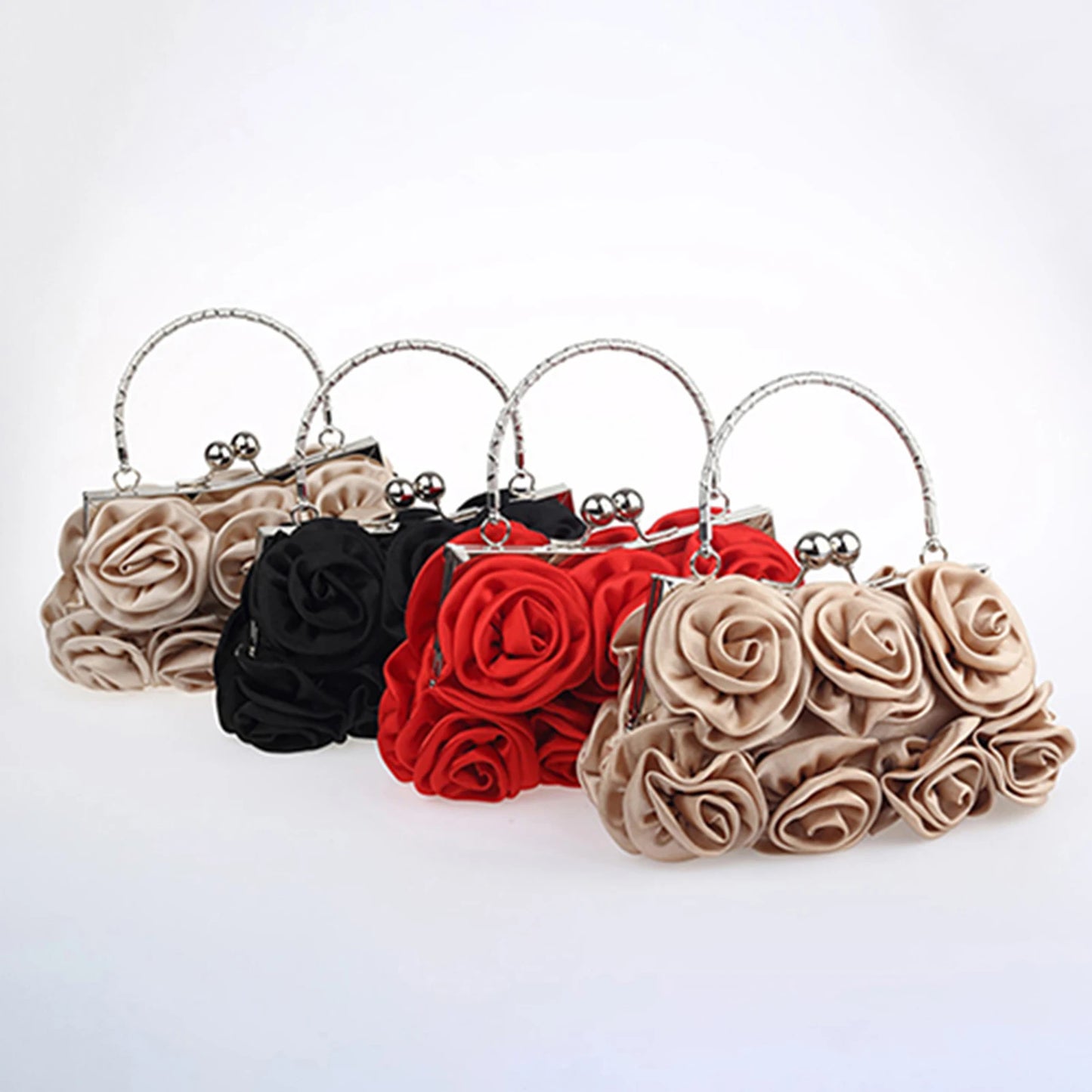 Women's Rose Flower Handbag Tote Bag Clutch Bags Evening Party Bridal Handbag bags for women bolsa feminina bolso mujer