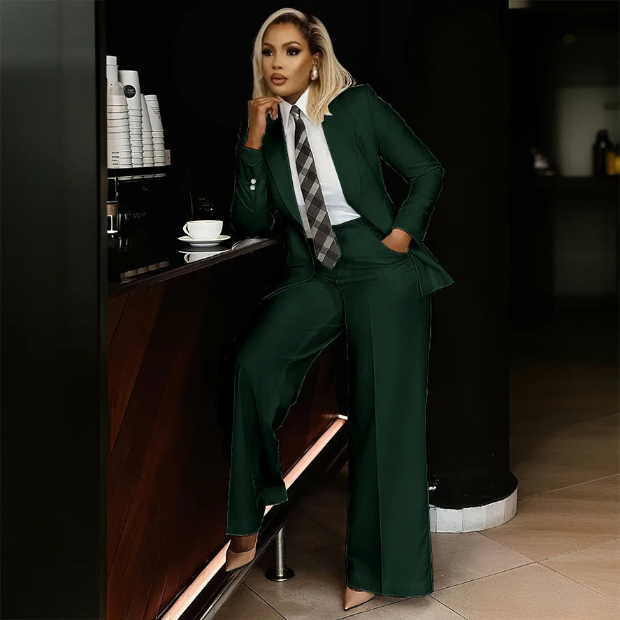 Women's Modern Fashion Single-breasted Pants Suits Peak Lapel Two Pieces Comes in a Variety of Colors Office Lady Simple Set