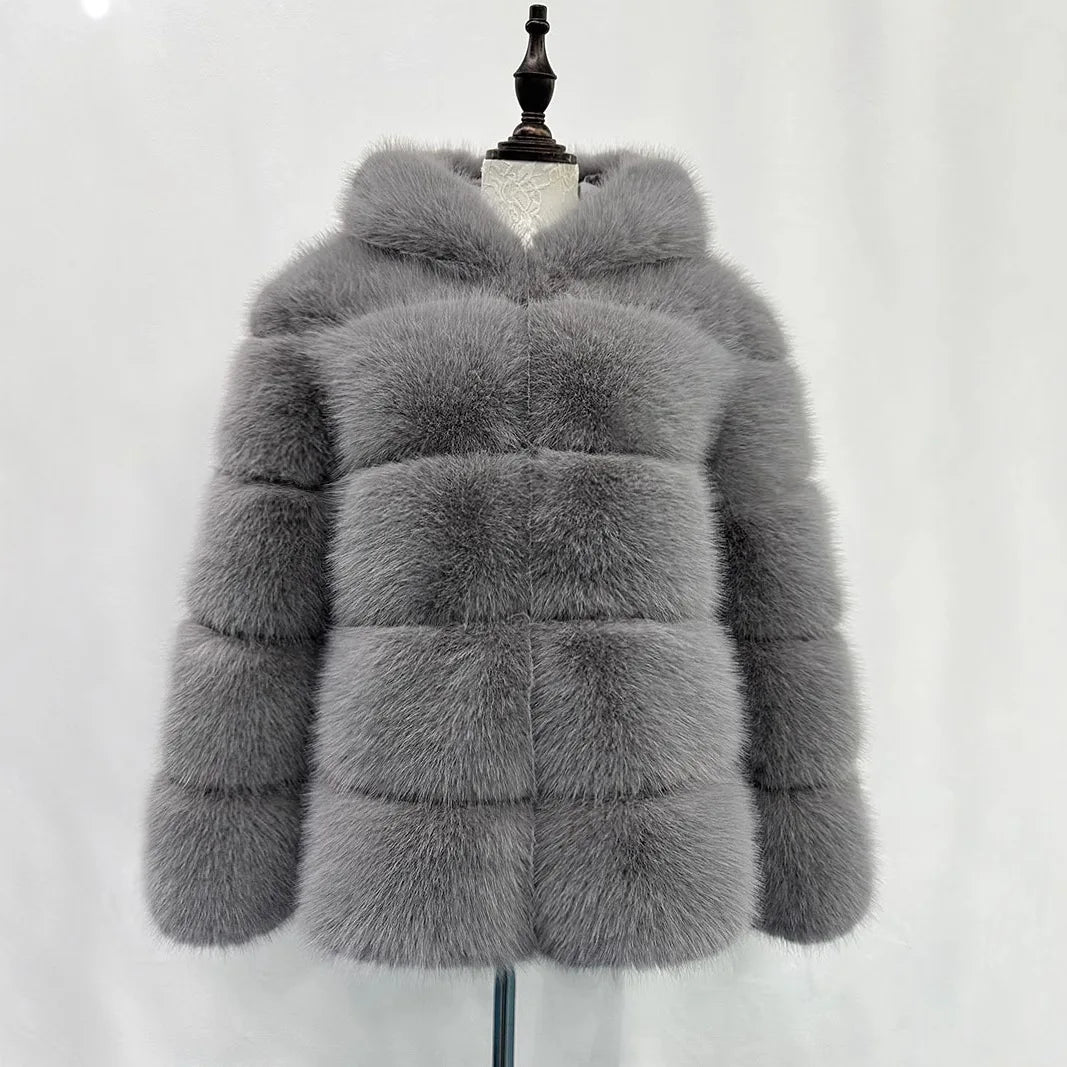 Luxury Women's Winter Faux Fur Coats Fluffy Hair Multicolor Thick Lady's Jacket Stylish Warm Artificial Fur Outwear