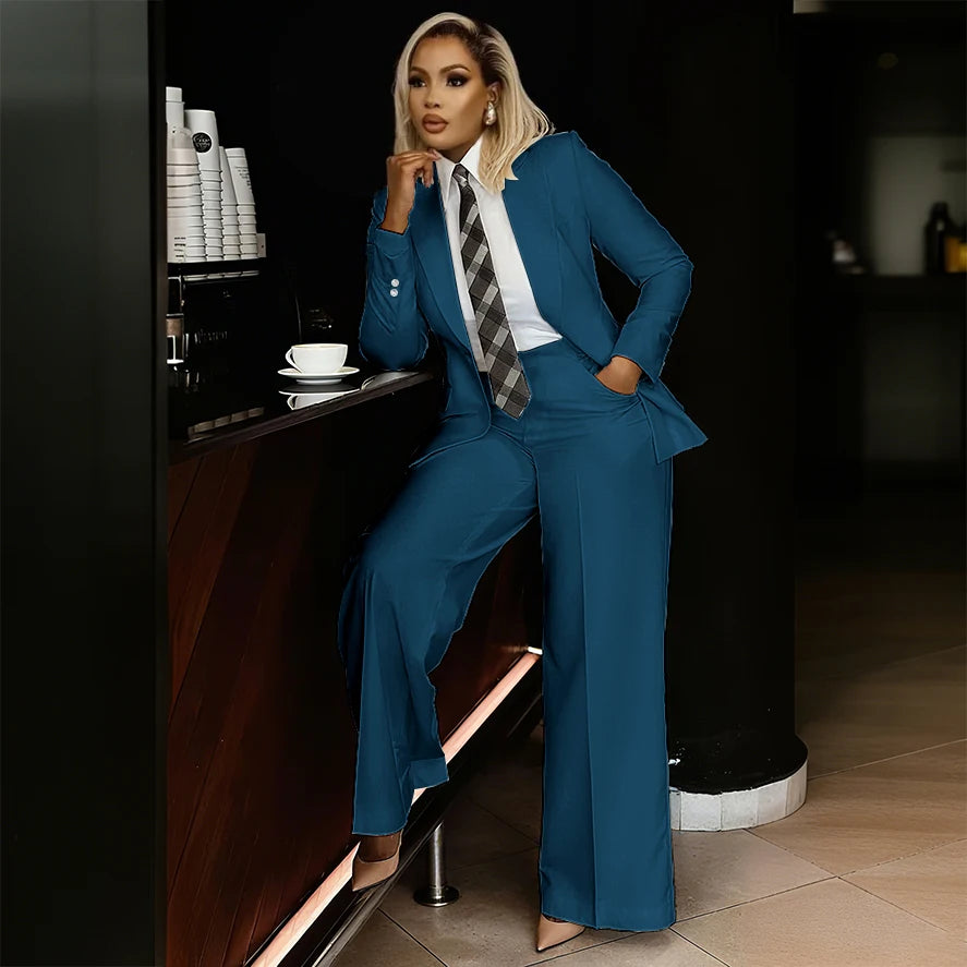 Women's Modern Fashion Single-breasted Pants Suits Peak Lapel Two Pieces Comes in a Variety of Colors Office Lady Simple Set