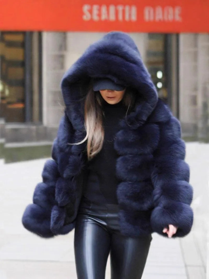 Luxury Women's Winter Faux Fur Coats Fluffy Hair Multicolor Thick Lady's Jacket Stylish Warm Artificial Fur Outwear