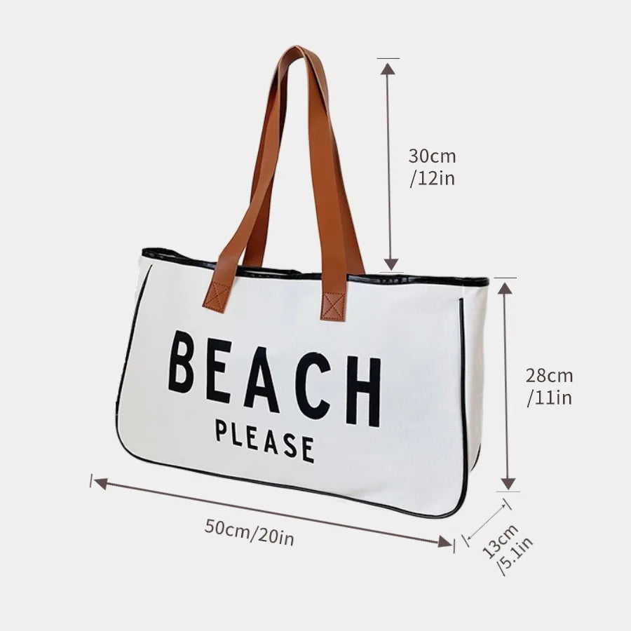 Women Canvas Bag, Tote Bag , Large Capacity Summer Beach Bag, Simple Letter Printed Handbags,