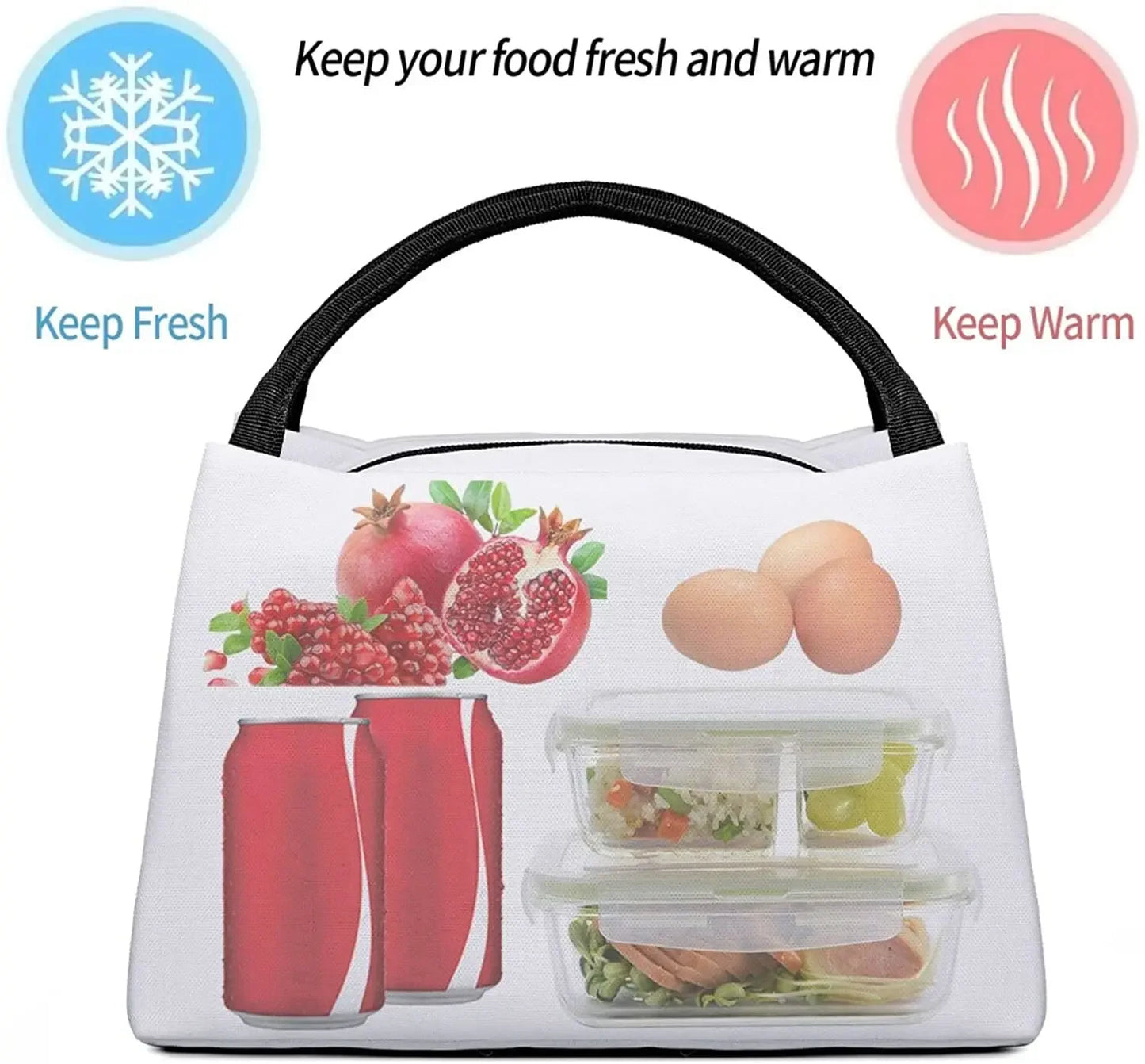 Women Love Pink Heart Insulated Lunch Bags Reusable Water-Resistant Bento Tote Box Portable Lunch Bags