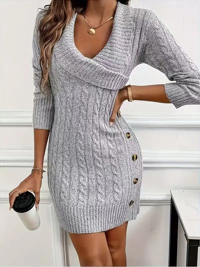 Women's Fashion Knit Dresses Knee-Length Elasticity
