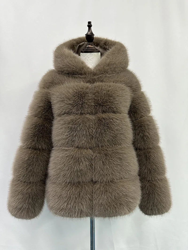 Luxury Women's Winter Faux Fur Coats Fluffy Hair Multicolor Thick Lady's Jacket Stylish Warm Artificial Fur Outwear