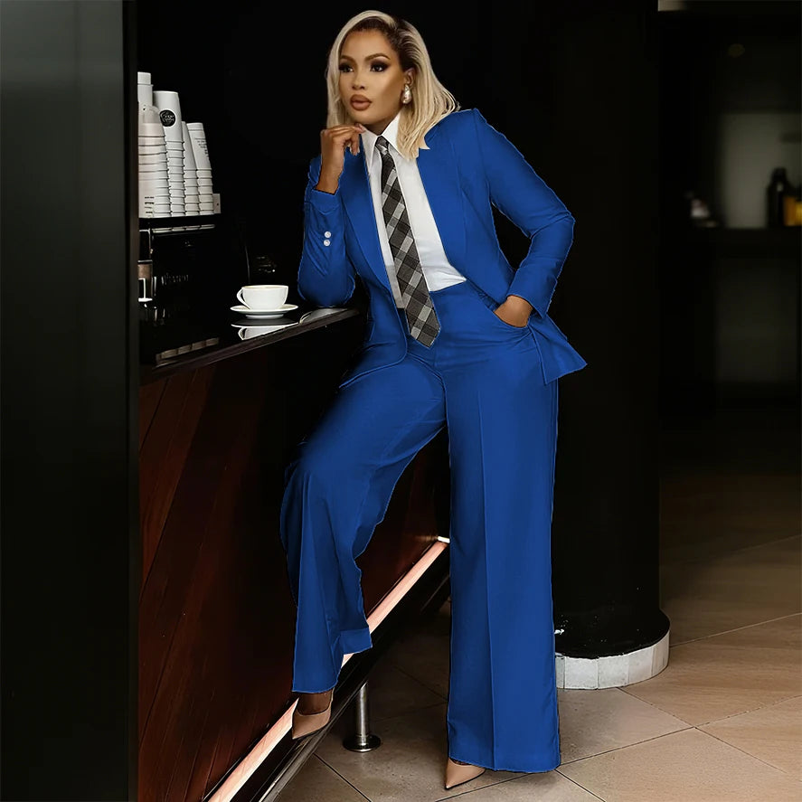 Women's Modern Fashion Single-breasted Pants Suits Peak Lapel Two Pieces Comes in a Variety of Colors Office Lady Simple Set