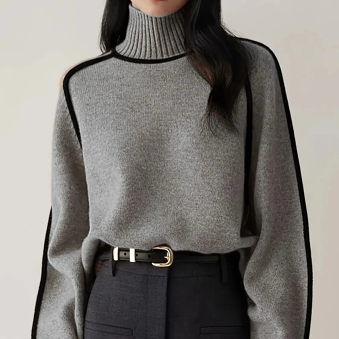 Women's New Autumn Turtleneck Sweaters Winter New Loose Patchwork Knitted Sweaters Pullover Female Soft Warm Thick Casual Top