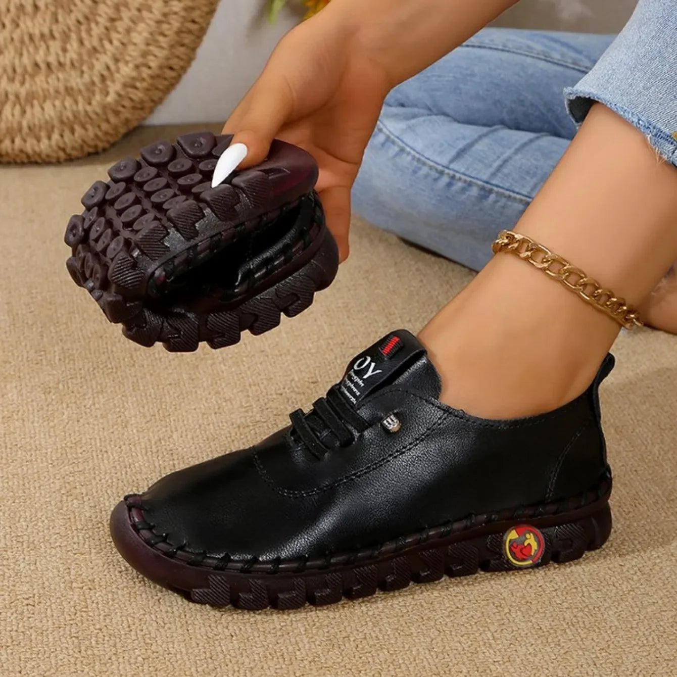 Women New Soft-soled Roman Sneakers Breathable Retro Stitching Muffin Bottom Plus Size Women Shoes