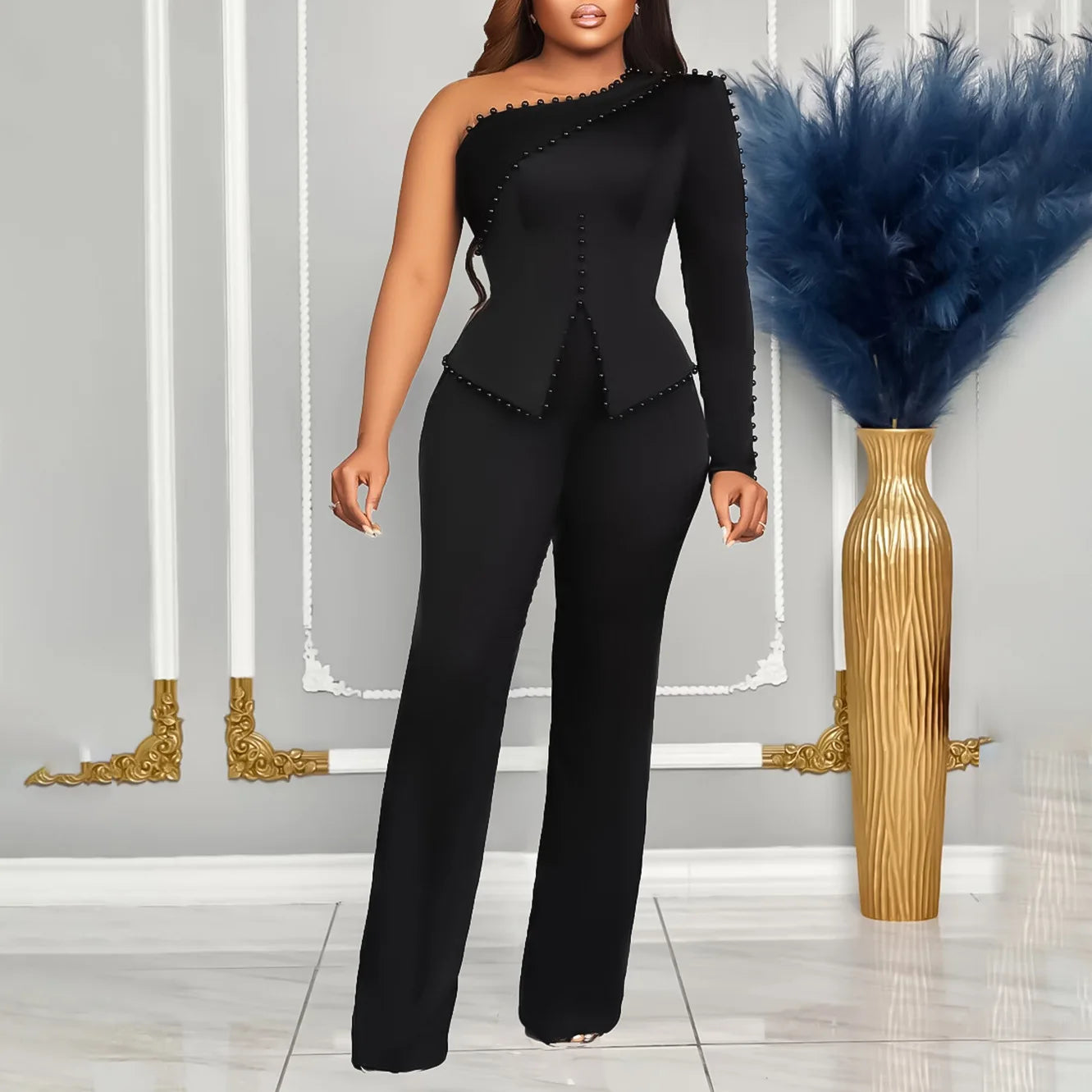 New Arrival Business Attire Women 2- Piece Top Pants Suits Outfits