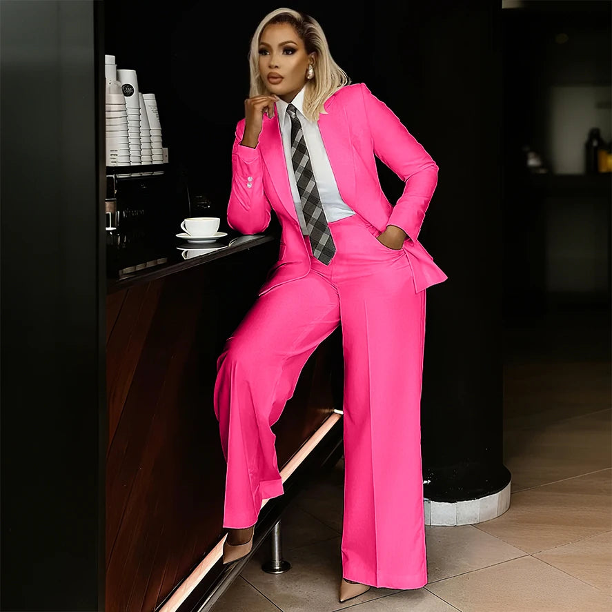 Women's Modern Fashion Single-breasted Pants Suits Peak Lapel Two Pieces Comes in a Variety of Colors Office Lady Simple Set