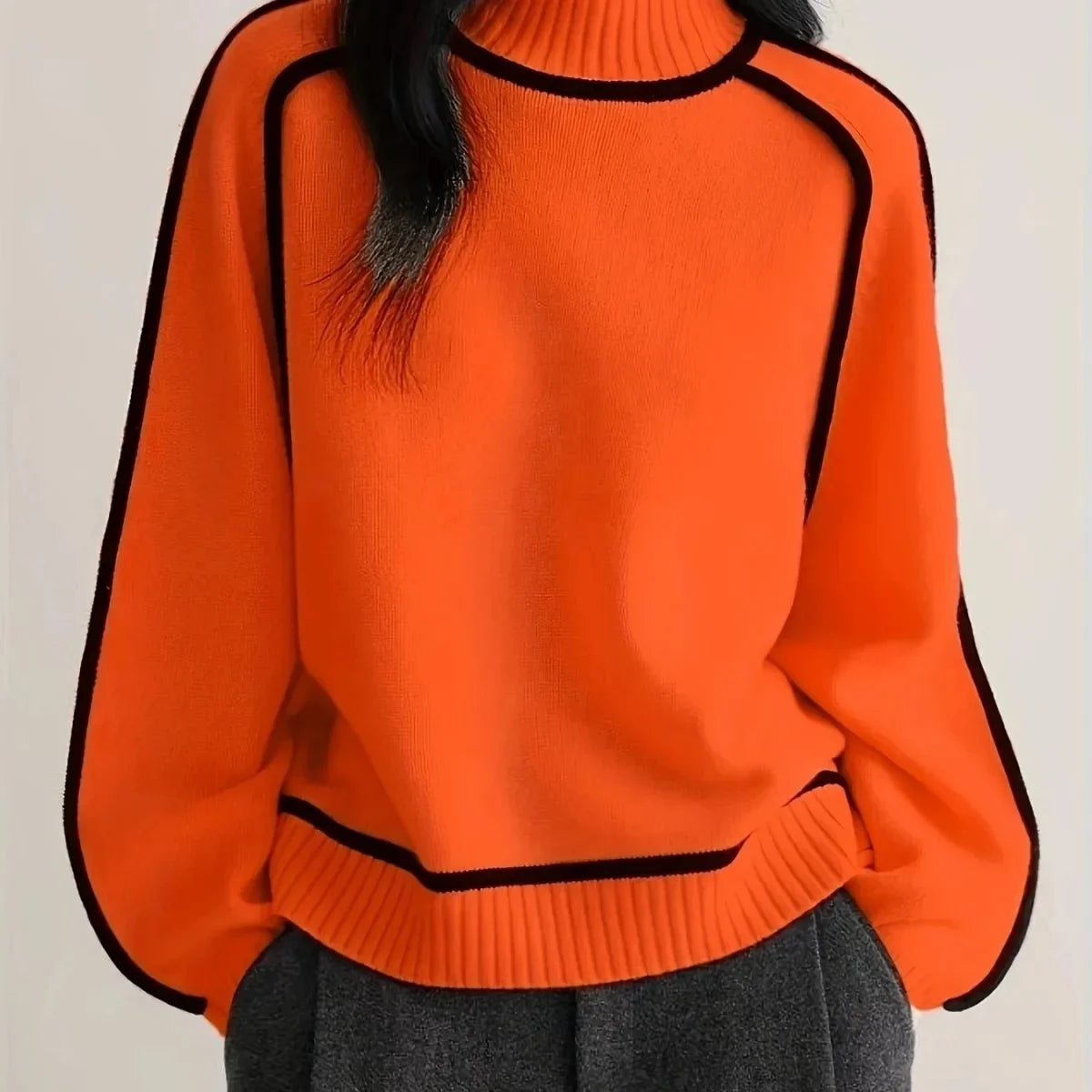 Women's New Autumn Turtleneck Sweaters Winter New Loose Patchwork Knitted Sweaters Pullover Female Soft Warm Thick Casual Top