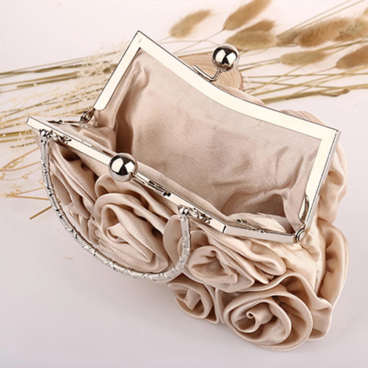 Women's Rose Flower Handbag Tote Bag Clutch Bags Evening Party Bridal Handbag bags for women bolsa feminina bolso mujer