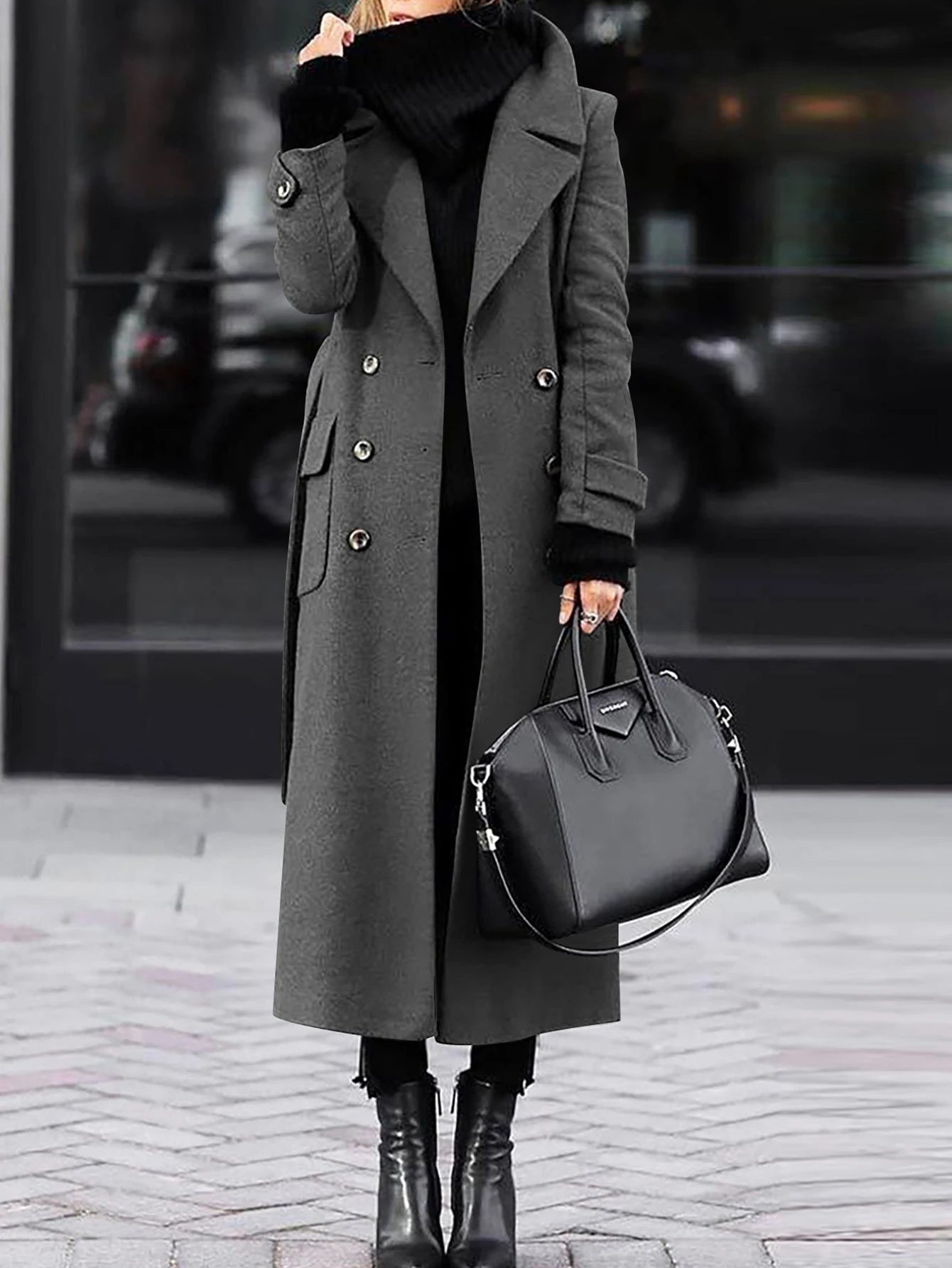 Women's Comfortable Winter Coats Plain Mid-Length Lapel Long Sleeve Street Daily Coats