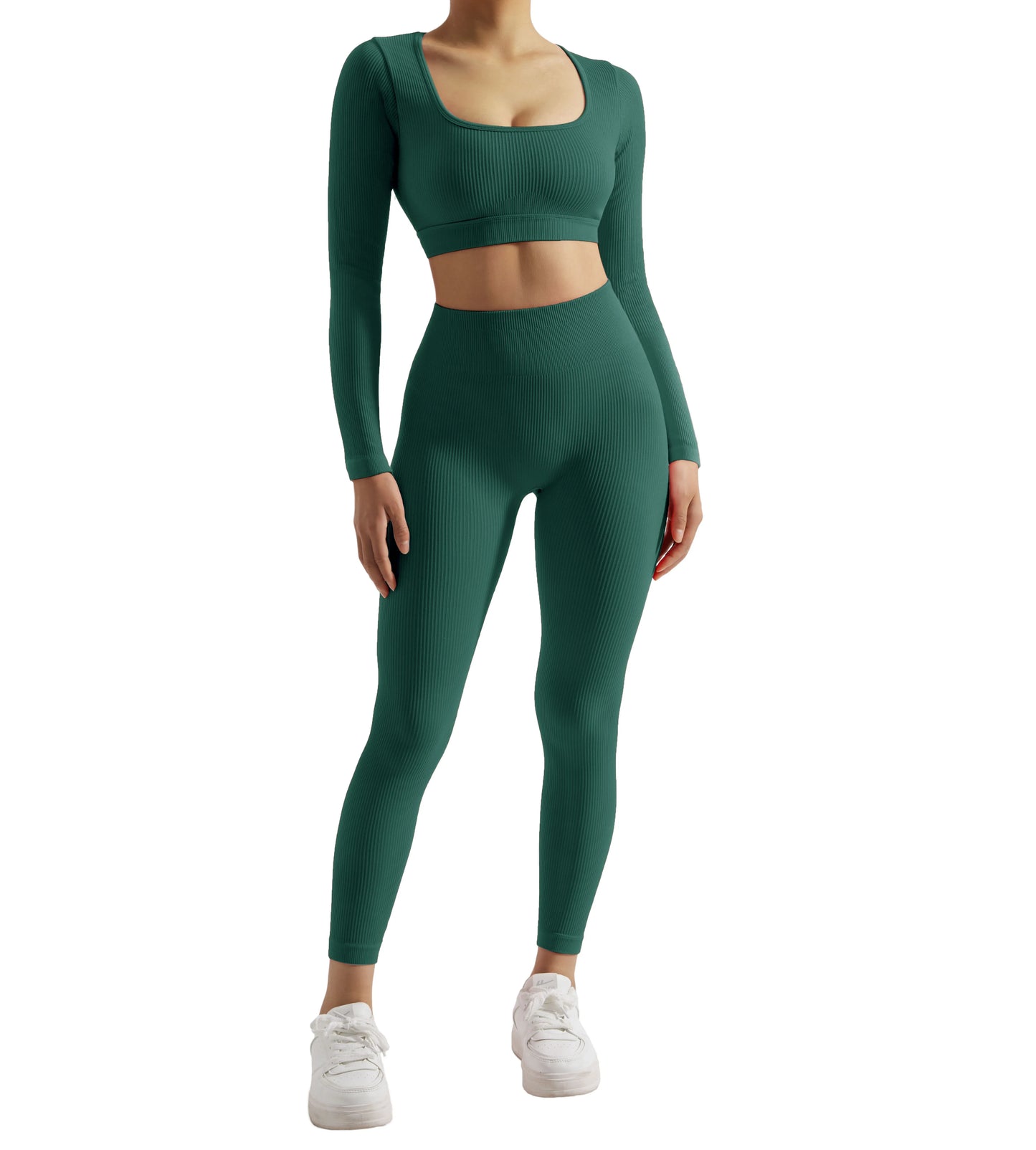 Women's 2PCS Yoga Suit Sports Set Quick-Drying Gym Set Tracksuit Running Workout Long Sleeve Sports Shirt Yoga Set Yoga Clothing
