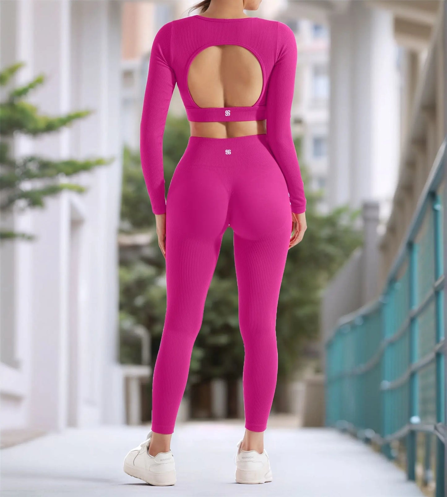 Women's 2PCS Yoga Suit Sports Set Quick-Drying Gym Set Tracksuit Running Workout Long Sleeve Sports Shirt Yoga Set Yoga Clothing