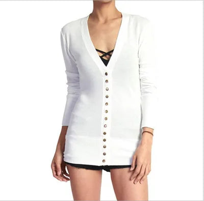 Women's Long Sleeve Sweater Trendy V-Neck Long Cardigan Top Comes In A Variety of colors