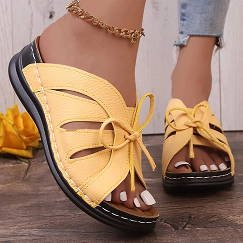 Women's New Summer Low Heels Slip on Sandals Slippers Comfortable Heel