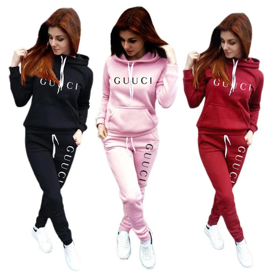 Women Fashion Tracksuit Hoodies and Sweatpants High Quality Ladies Daily Casual Sports Jogging Suit Hooded Outfits
