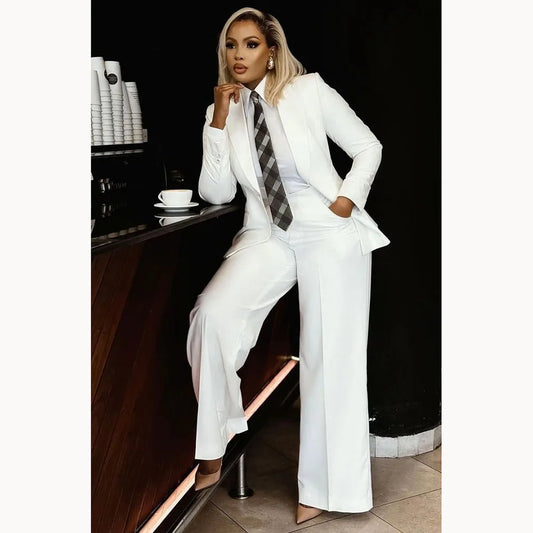 Women's Modern Fashion Single-breasted Pants Suits Peak Lapel Two Pieces Comes in a Variety of Colors Office Lady Simple Set