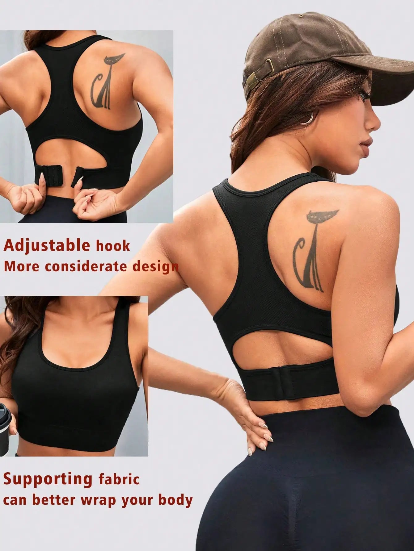 Womens Racerback Longline Sports Bra Light Support Padded Workout Crop Tank Top