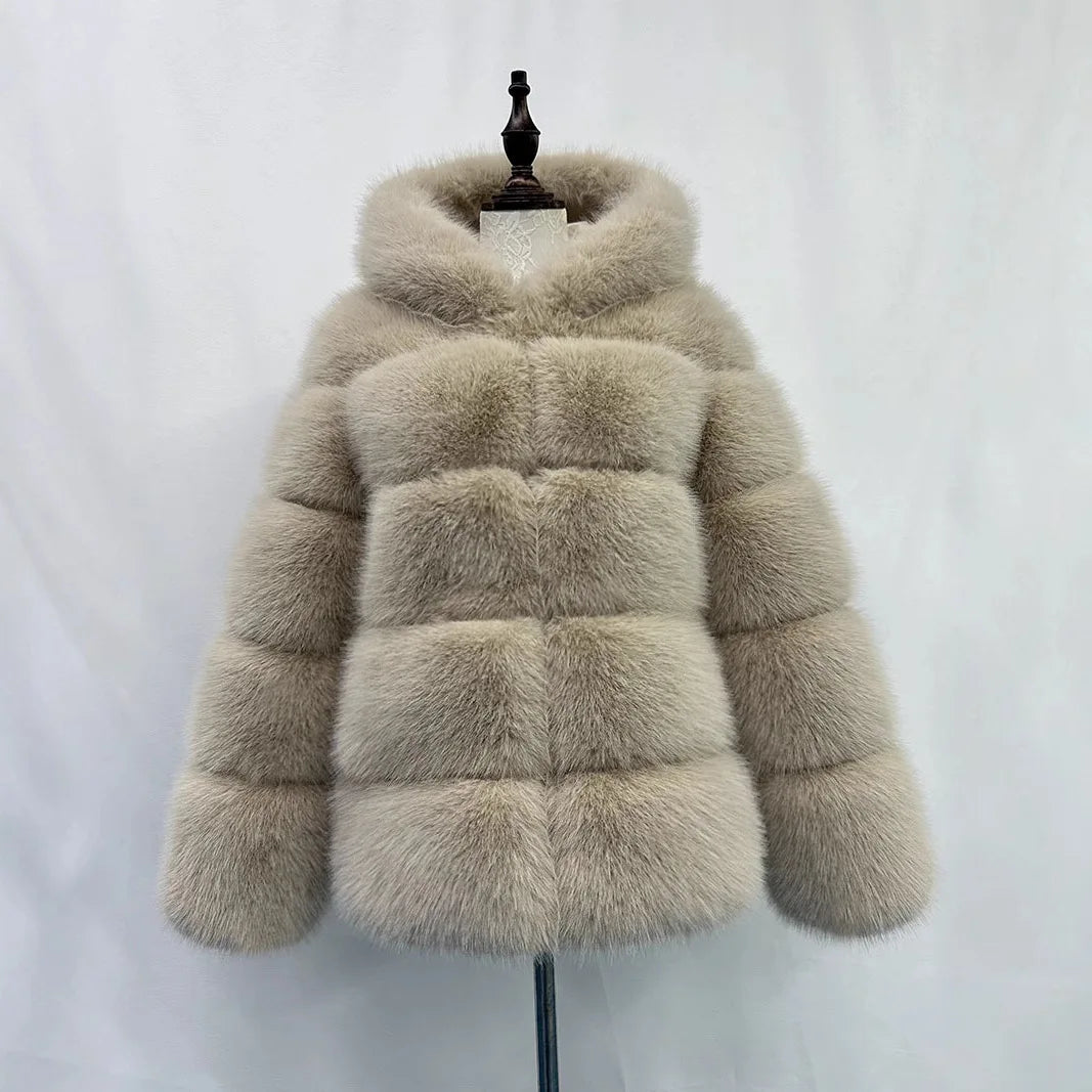 Luxury Women's Winter Faux Fur Coats Fluffy Hair Multicolor Thick Lady's Jacket Stylish Warm Artificial Fur Outwear