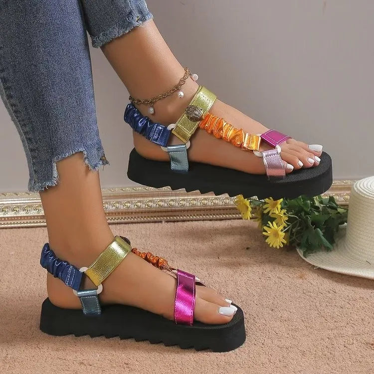 Women's Summer Sandals Flat Shoes Hemp Rope Set Foot Beach Sandals Outdoor All-match Casual Slippers Sandals