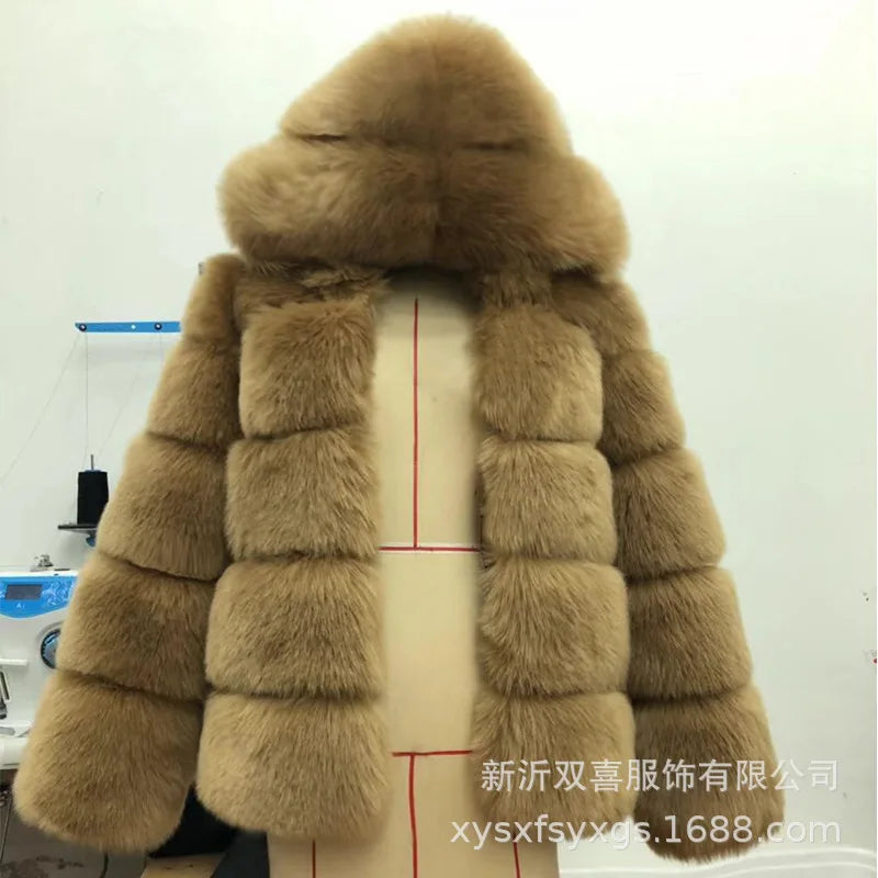 Luxury Women's Winter Faux Fur Coats Fluffy Hair Multicolor Thick Lady's Jacket Stylish Warm Artificial Fur Outwear