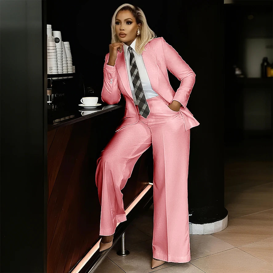 Women's Modern Fashion Single-breasted Pants Suits Peak Lapel Two Pieces Comes in a Variety of Colors Office Lady Simple Set