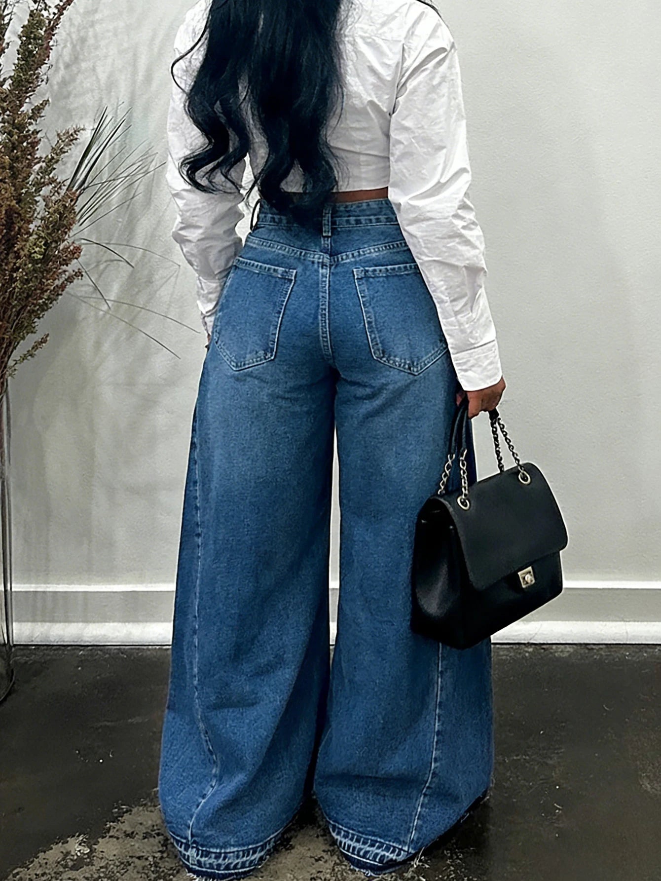 Women's Vintage Wide-Leg Jeans Y2K Niche Design Flared Pants Loose Versatile Floor-Length Trousers