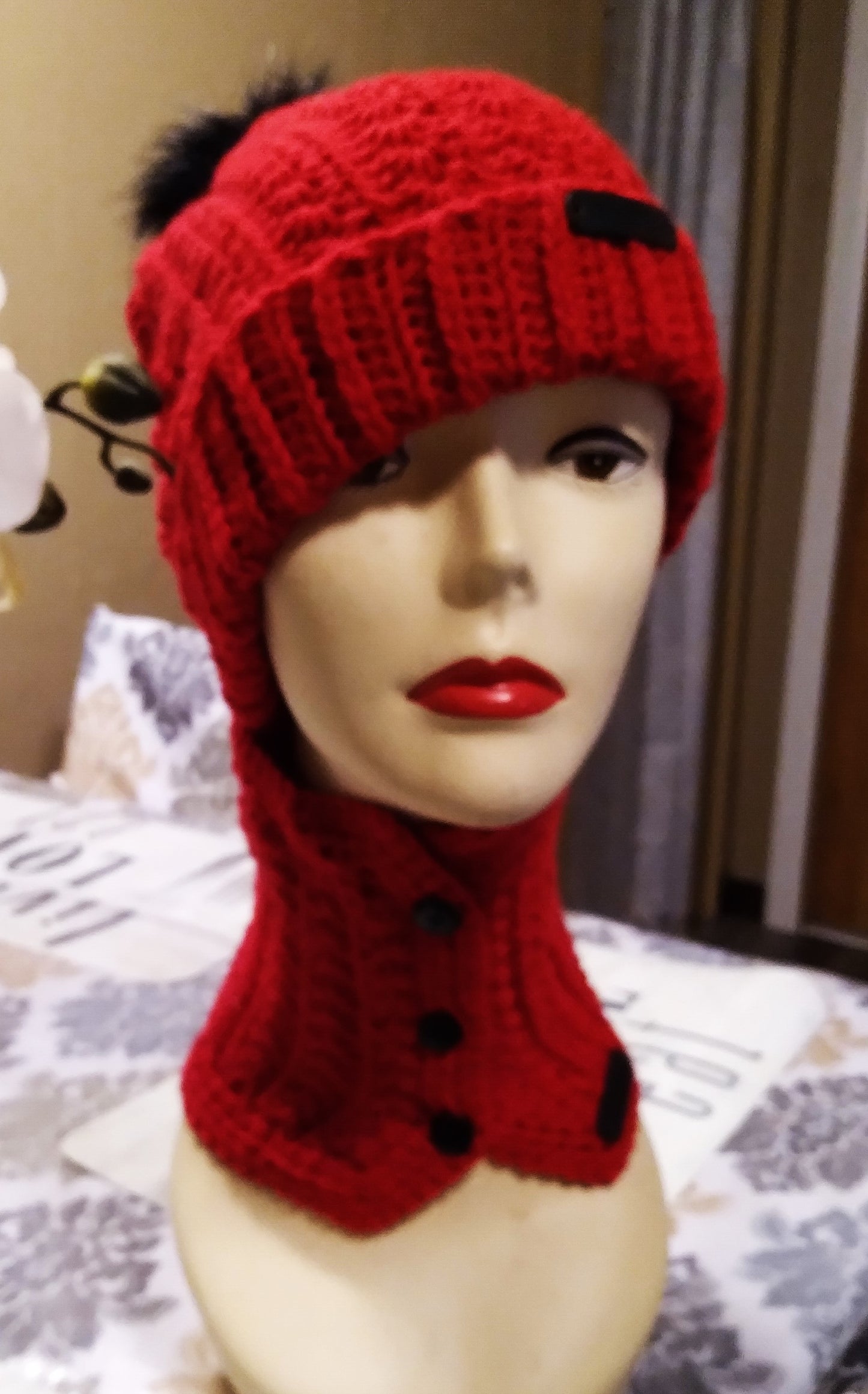 Women Warm Soft Crochet Star Stitch Hat and Scarf Set