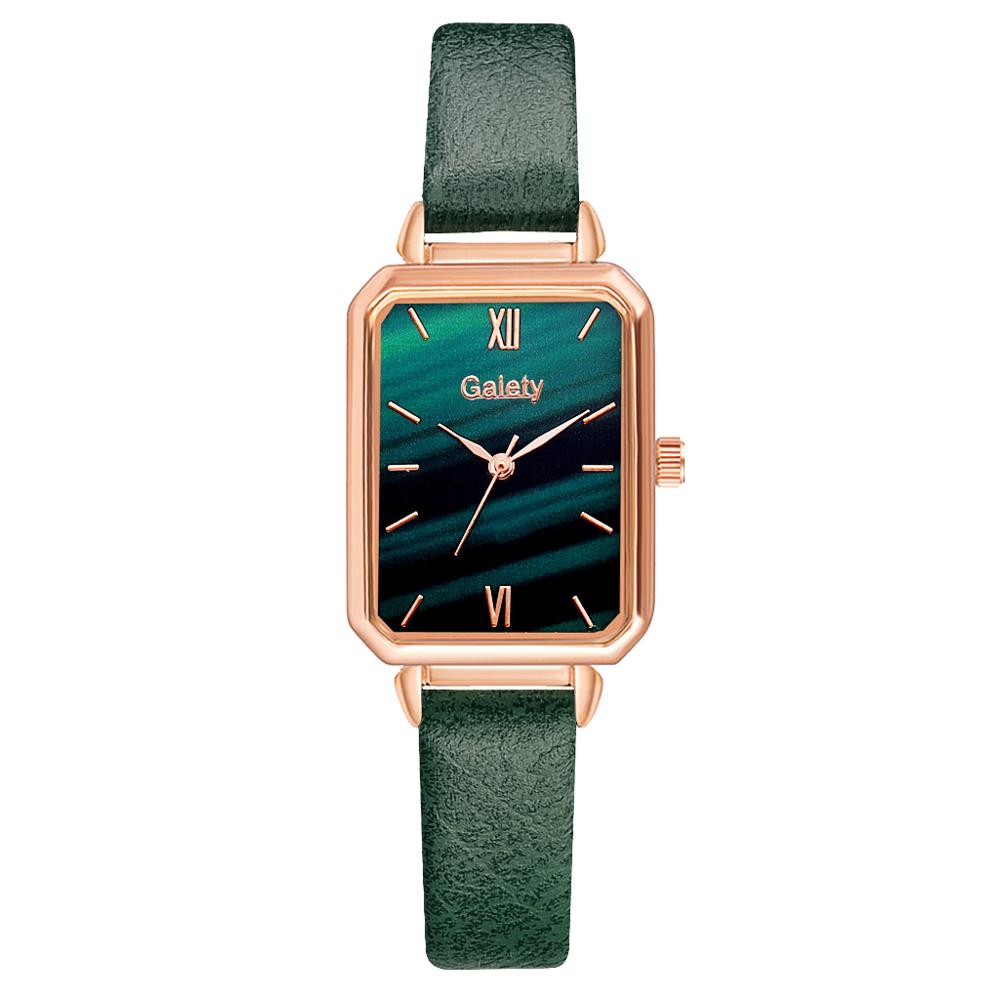 Women Watches Fashion Square Bracelet Set Green Dial Simple Rose Gold Mesh Luxury Women Watches