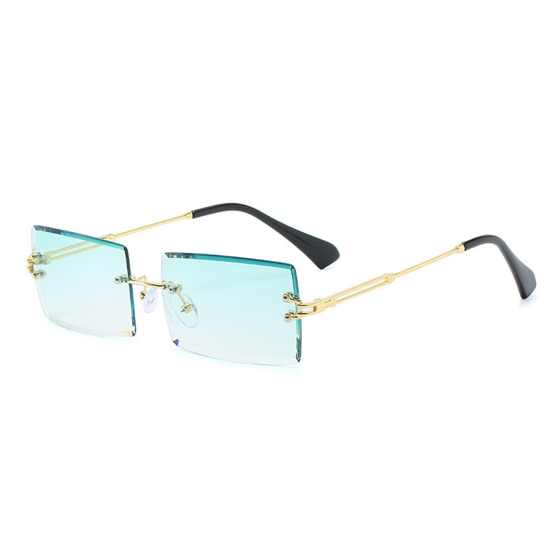 Women Rimless Rectangle Sunglasses UV400