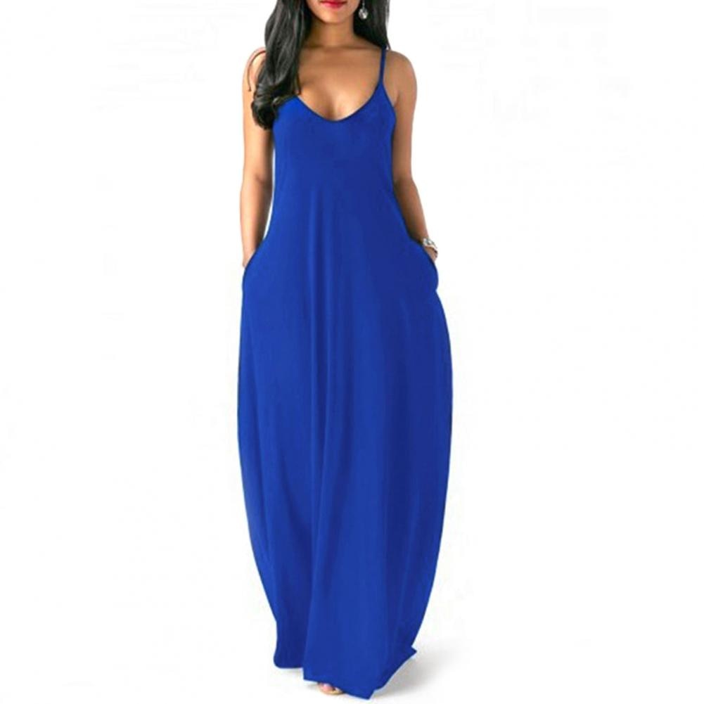 Women Sling Breathable Sleeveless Long Dresses