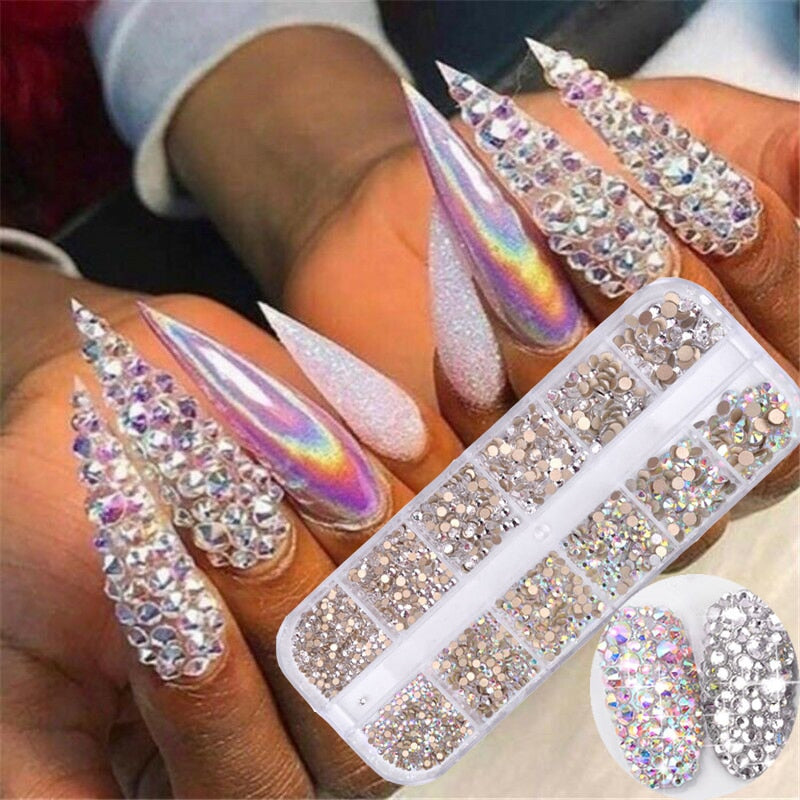 Women Rhinestone Diamond gem 3D glitter nail art