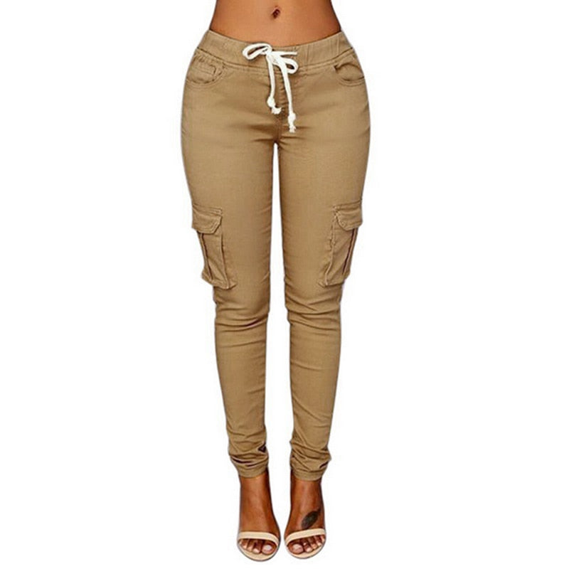 Women Lace Up Waist Casual Pants