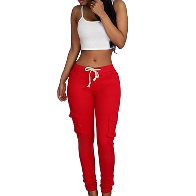 Women Lace Up Waist Casual Pants