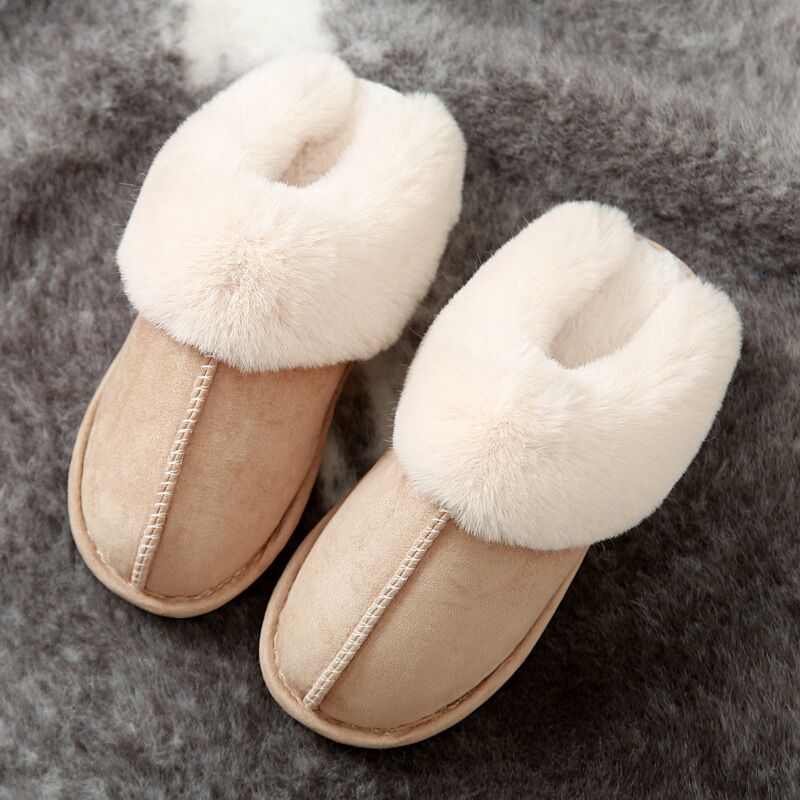 Women Plush warm home flat slippers Lightweight soft comfortable winter slippers