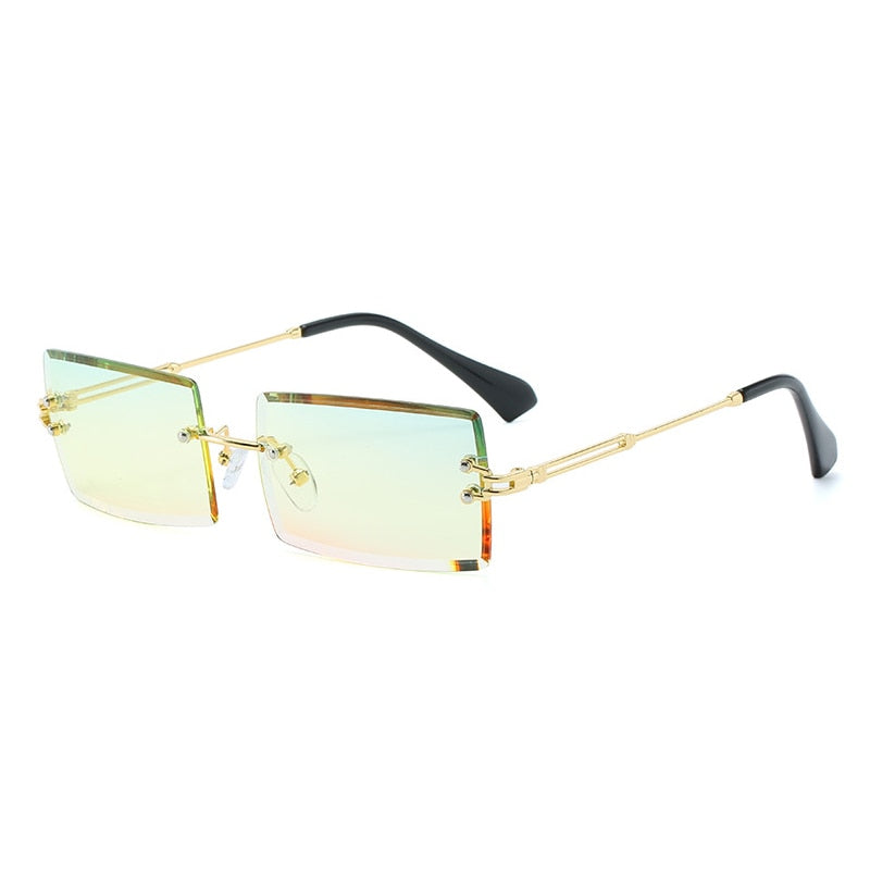 Women Rimless Rectangle Sunglasses UV400