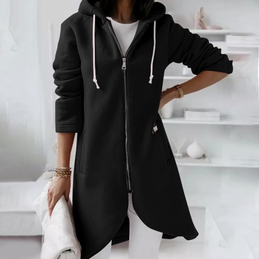 Women Thick Zipper Design Hooded Sweatshirt