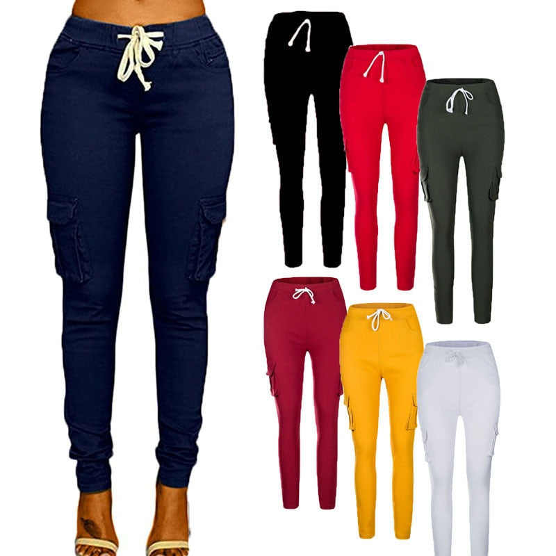 Women Lace Up Waist Casual Pants