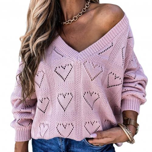 Women Love Heart Crochet Sweater