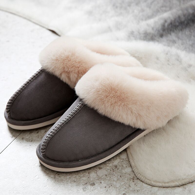 Women Plush warm home flat slippers Lightweight soft comfortable winter slippers