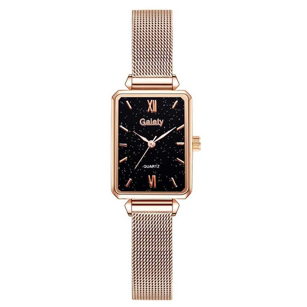 Women Watches Fashion Square Bracelet Set Green Dial Simple Rose Gold Mesh Luxury Women Watches